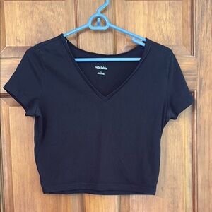 Black V-Neck Crop Top